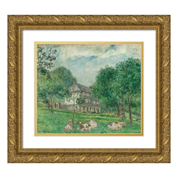 Frederick Carl Frieseke 17x15 Gold Ornate Wood Frame and Double Matted Museum Art Print Titled - Cows at Noon (1924)