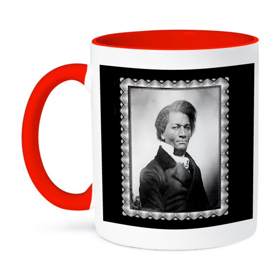 3dRose, Frederick Douglass leader of Abolitionist Movement After Escaping Slavery 1847, 11oz Two-Tone Red Mug