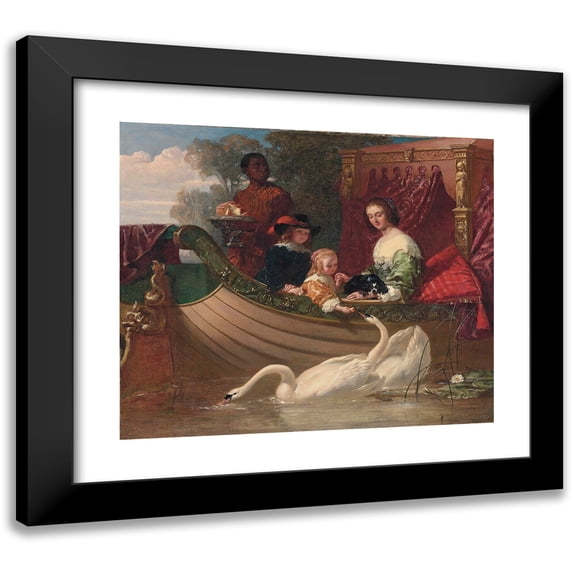 Frederick Goodall 23x20 Black Modern Framed Museum Art Print Titled - Queen Henrietta Maria and Her Children (1852)