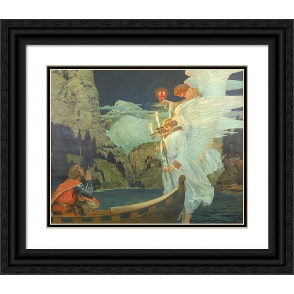 Frederick Judd Waugh 18x15 Black Ornate Wood Framed Double Matted Museum Art Print Titled - The Knight of the Holy Grail (ca. 1912)
