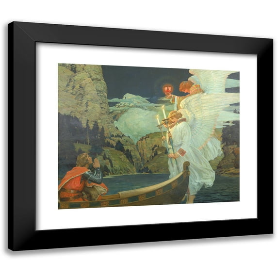 Frederick Judd Waugh 24x20 Black Modern Framed Museum Art Print Titled - The Knight of the Holy Grail (ca. 1912)