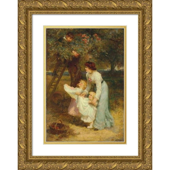 Frederick Morgan 13x18 Gold Ornate Wood Frame and Double Matted Museum Art Print Titled - Apple Time
