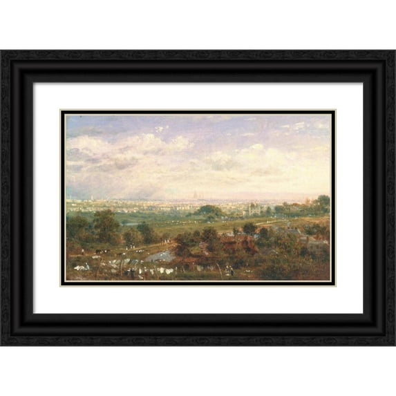 Frederick Nash 24x17 Black Ornate Framed Double Matted Museum Art Print Titled: London from Islington Hill