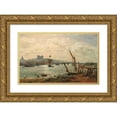 thumbnail image 1 of Frederick Nash 24x17 Gold Ornate Framed and Double Matted Museum Art Print Titled - Rochester Cathedral and Castle, 1 of 4