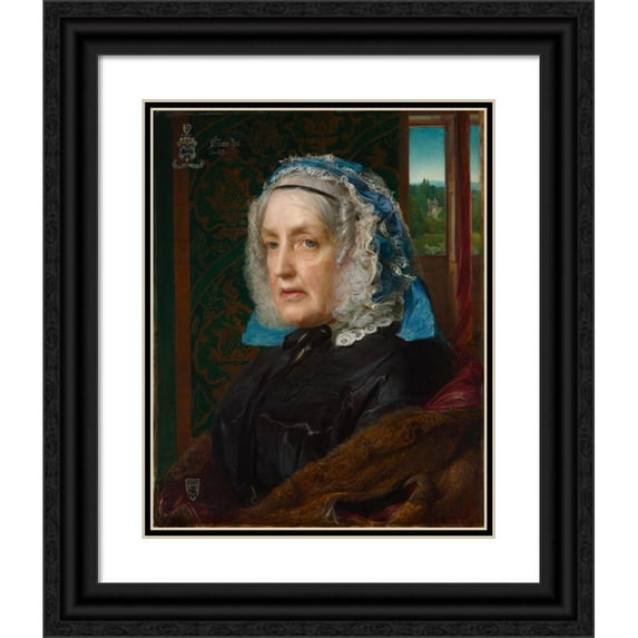 Frederick Sandys 12x14 Black Ornate Wood Framed Double Matted Museum Art Print Titled: Portrait of Susanna Rose (1862)