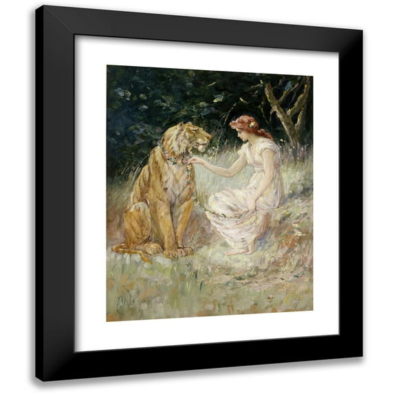 Frederick Stuart Church 12x14 Black Modern Framed Museum Art Print Titled - Lady and the Tiger (1900)