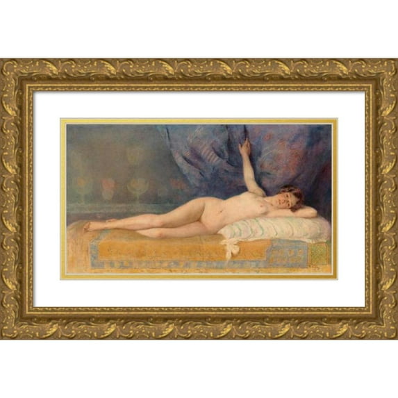 Frederick Vezin 14x10 Gold Ornate Wood Frame and Double Matted Museum Art Print Titled - Lying Act