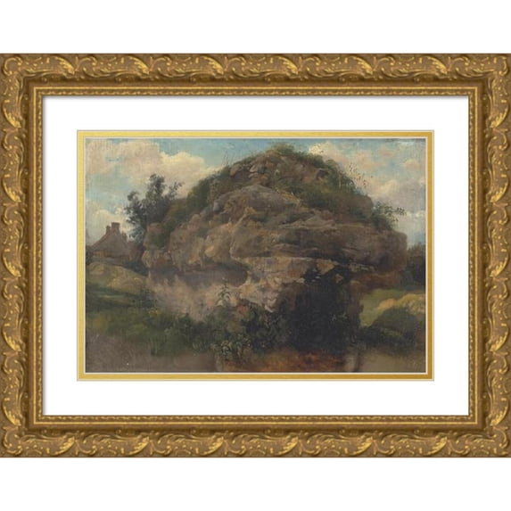 Frederick Waters Watts 18x13 Gold Ornate Wood Frame and Double Matted Museum Art Print Titled - Rocky Hillside