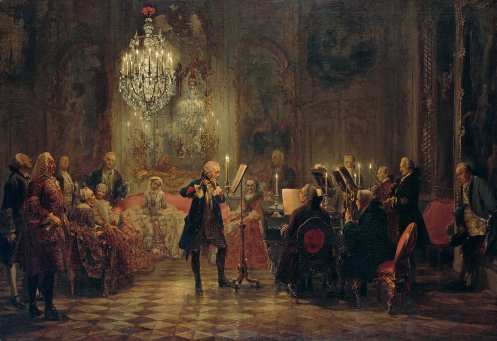 Frederick the Great plays flute Canvas Art - Adolph von Menzel (18 x 24)