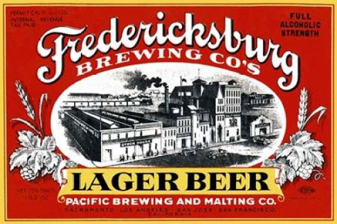Fredericksburg Brewing Cos Lager Beer Canvas Art - Vintage Booze Labels (12 x 18)