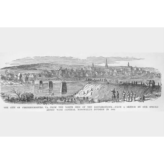 Fredericksburg from the Rappahannock-Fine Art Canvas Print (20" x 30")