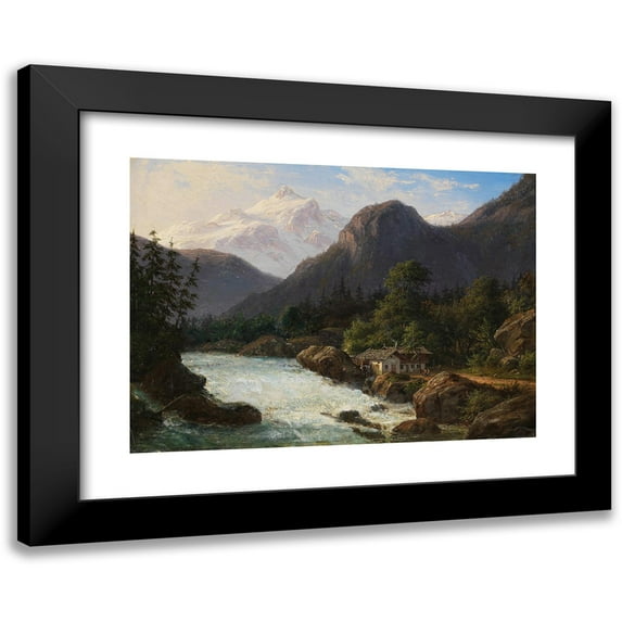 Frederik Christian Jakobsen Kiaerskou 24x18 Black Modern Framed Museum Art Print Titled - Tyrolean Mountains (1840)