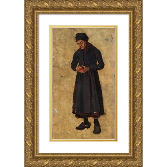 Frederik Collett 12x18 Gold Ornate Wood Frame and Double Matted Museum Art Print Titled - Woman with Hymnbook