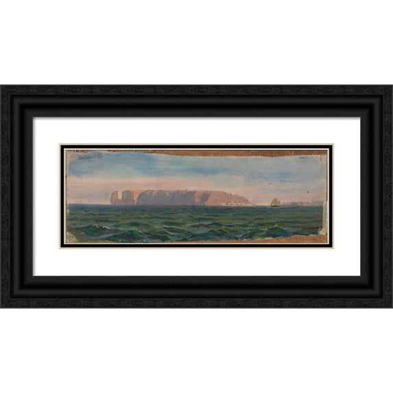 Frederik Collett 14x8 Black Ornate Wood Framed Double Matted Museum Art Print Titled: Off Heligoland (1865)