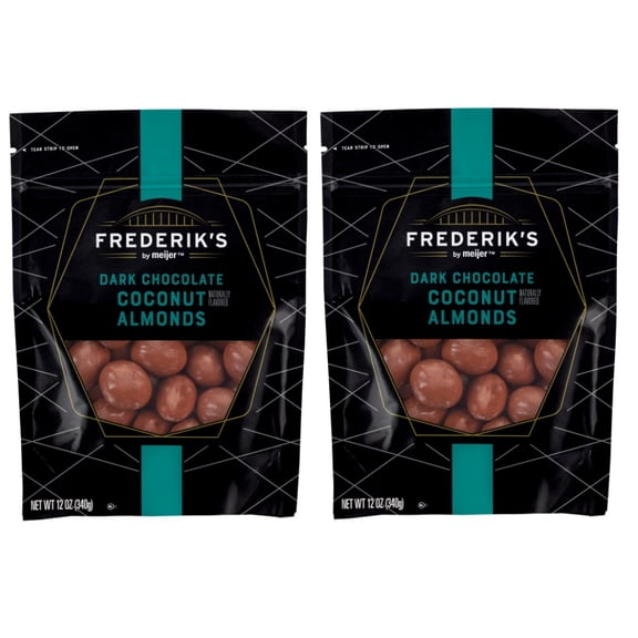 Frederik's Dark Chocolate Coconut Almonds, 12 oz (2 Bags)