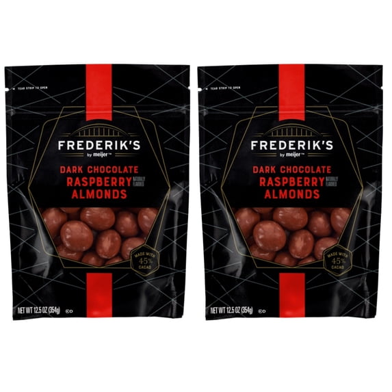 Frederik's Dark Chocolate Raspberry Almonds, 12.5 oz (2 Bags)