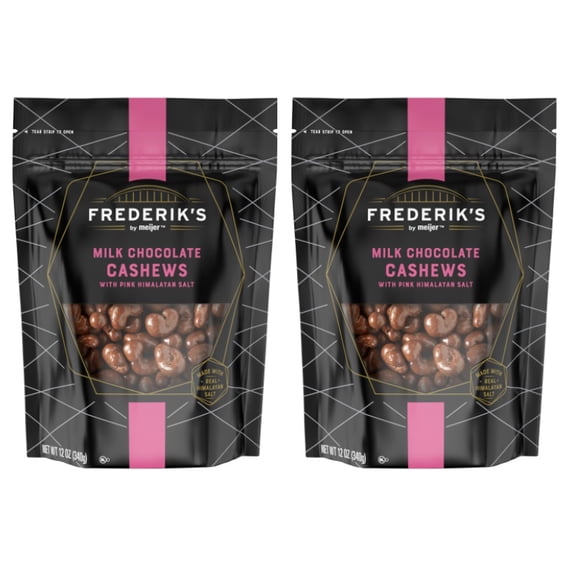 Frederik's Milk Chocolate Cashews with Pink Himalayan Salt, 12 oz (2 Bags)