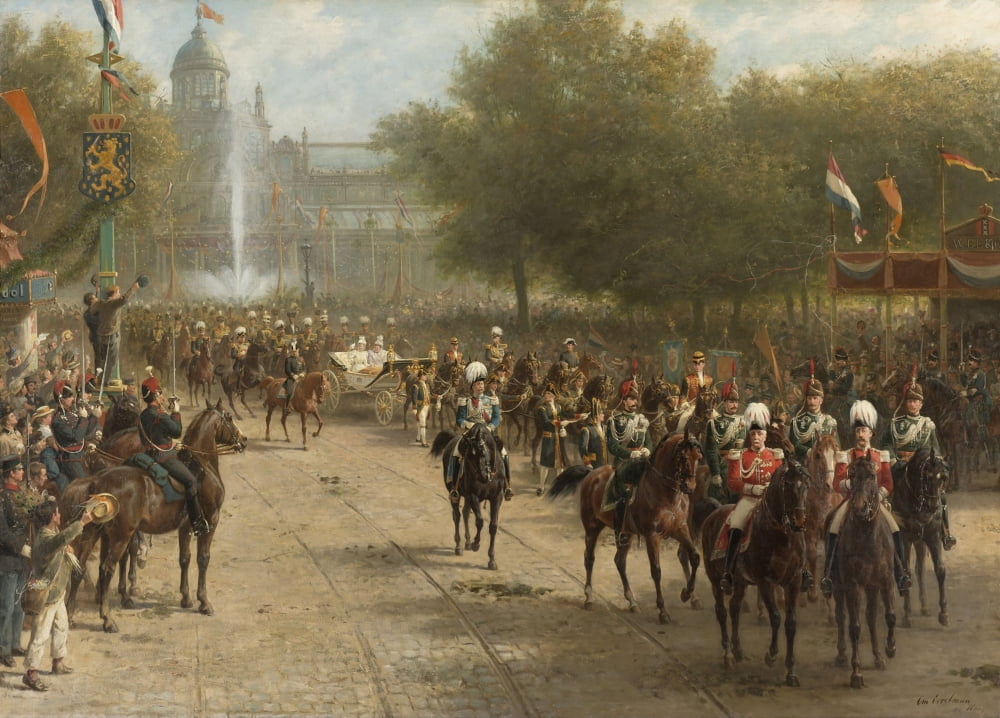 Frederiksplein In Amsterdam During The Arrival Of Queen Wilhelmina Canvas Art - (24 x 18)