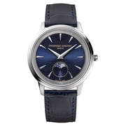 Frederique Constant Classics Moneta Moonphase Stainless Steel Blue Dial Blue Leather Strap Quartz Unisex Watch FC-206N3S6
