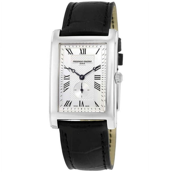 Frederique Constant FC-235MC26 Unisex Classics Carree Silver Dial Black Leather Strap Watch
