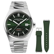 Frederique Constant Highlife COSC Automatic Stainless Steel Green Dial Interchangeable Green Rubber Strap Date Mens Watch FC-303G3NH6B