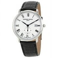 Frederique Constant Slimline Quartz Watch, Black Leather Band, White