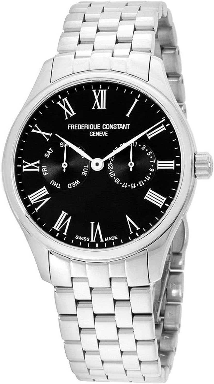 Frederique Constant Men's 39mm Steel Bracelet & Case Sapphire Crystal Quartz Black Dial Watch FC-259BR5B6B