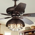 thumbnail image 1 of Fredix 5-Blade 52-Inch Speckled Bronze Ceiling Fan with Hooded Crystal Chandelier (Remote Controlled), 1 of 5
