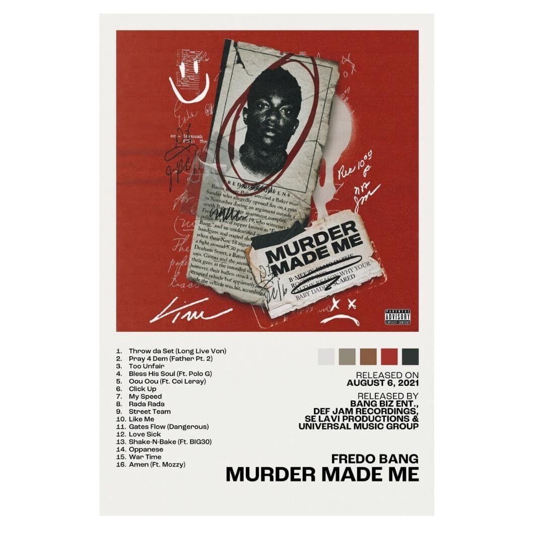 Fredo Bang Murder Made Me Album Cover Music Poster Rap Home Decor For ...