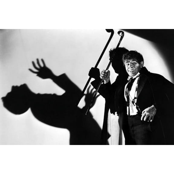 Fredric March in Dr. Jekyll and Mr. Hyde holding cane with silhoutte shadow 24x36 Poster