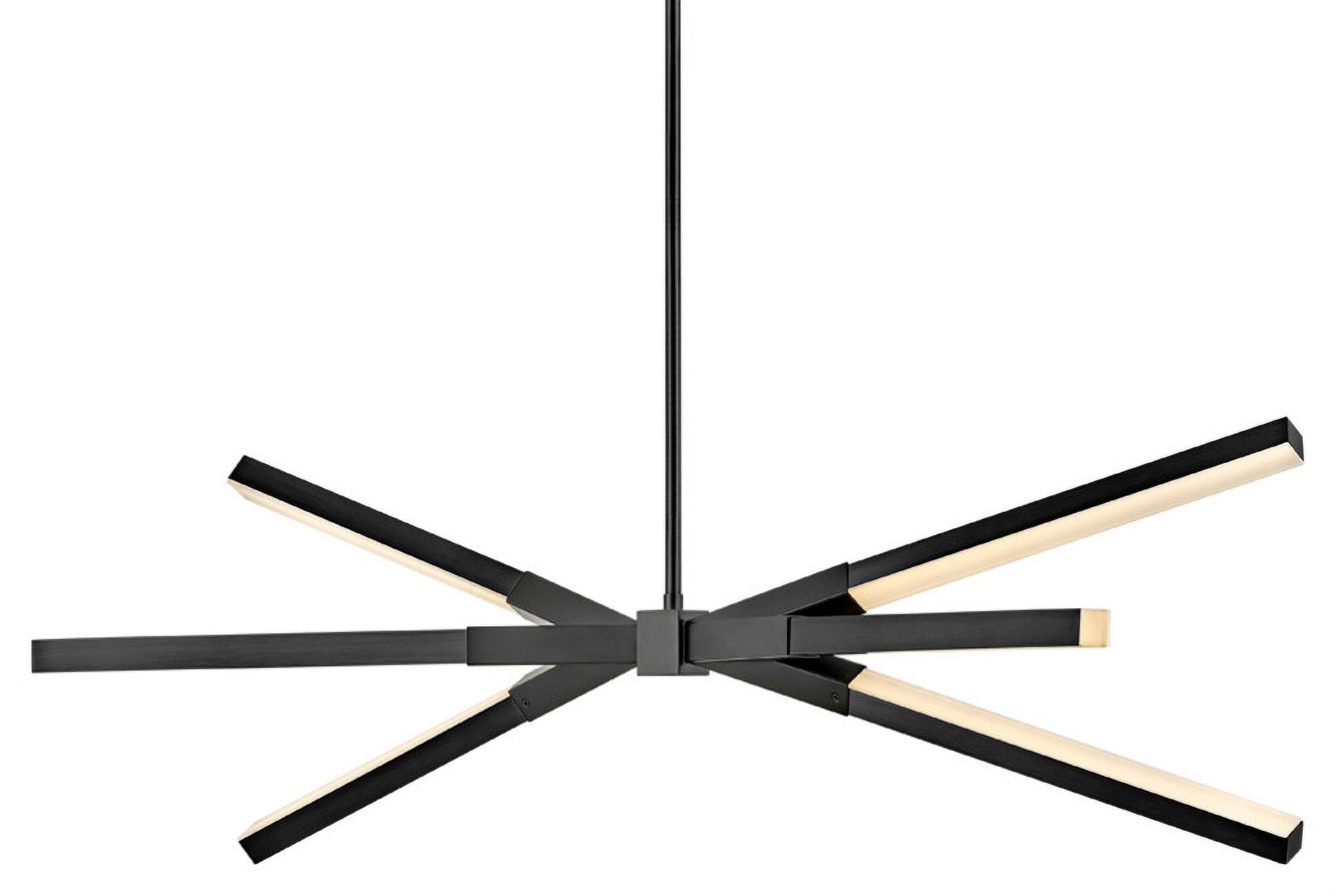 Rae Modern Jetted Black LED Linear Chandelier with Etched Acrylic Shade