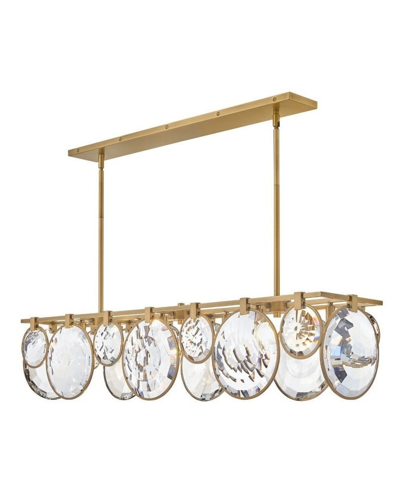 Nala Heritage Brass Optic Crystal 8-Light Linear Chandelier