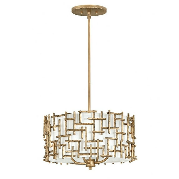 -Four Light Small Drum Pendant In Transitional Style-16 Inches Wide By 9.5 Inches Tall-Burnished Gold Finish Fredrick Ramond Lighting Fr33103bng
