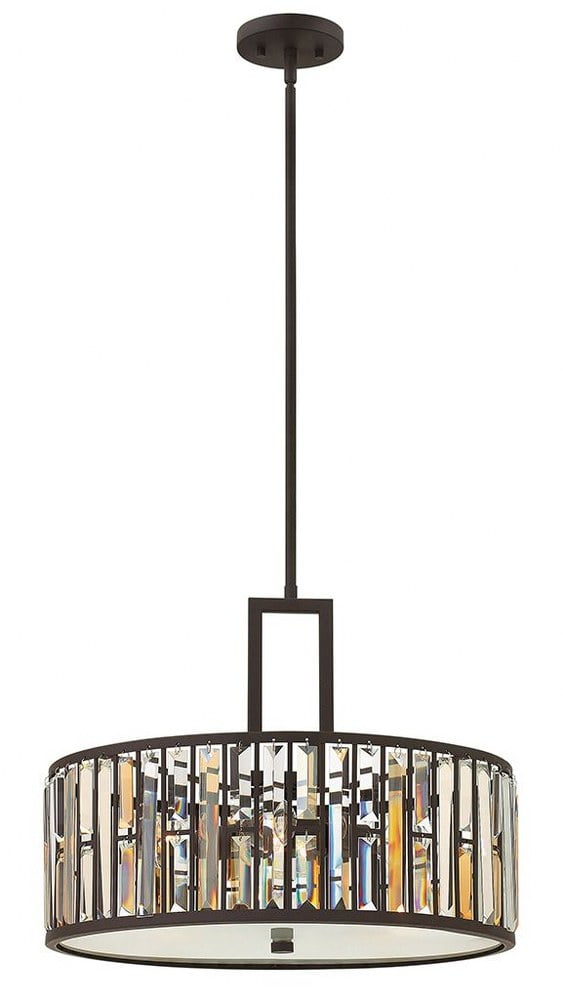 Vintage Bronze Crystal Drum LED Chandelier with Dimmable Lights