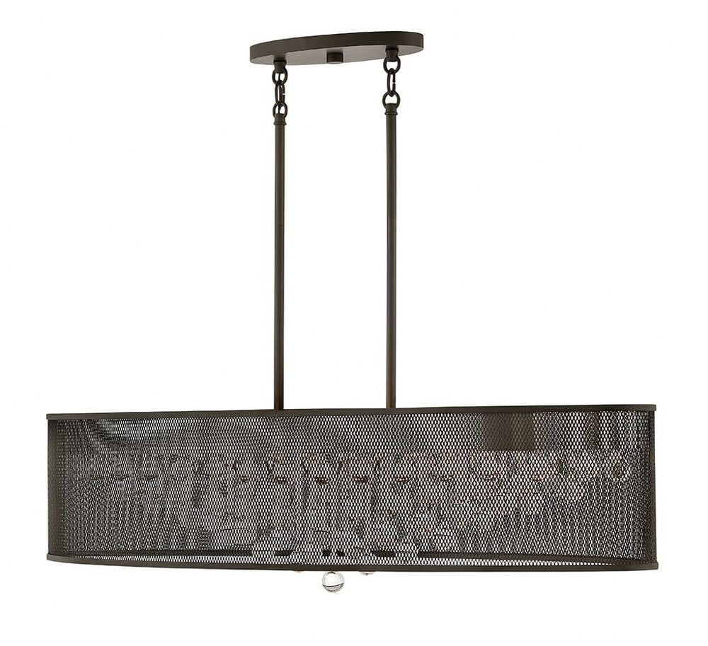 Black Mesh 8-Light Industrial Drum Chandelier