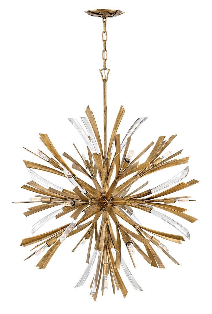 Vida Crystal Accents Burnished Gold Orb Chandelier, 42"