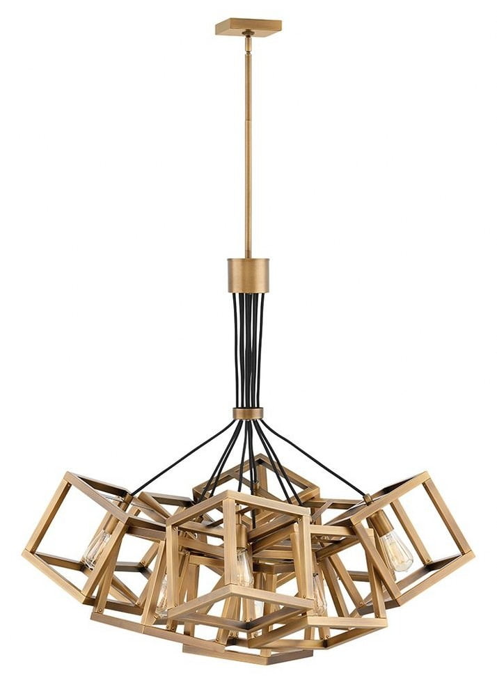 Brushed Bronze Cage 9-Light Chandelier Pendant