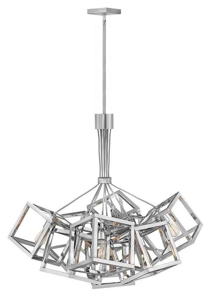 Polished Nickel 9-Light Cage Cluster Chandelier