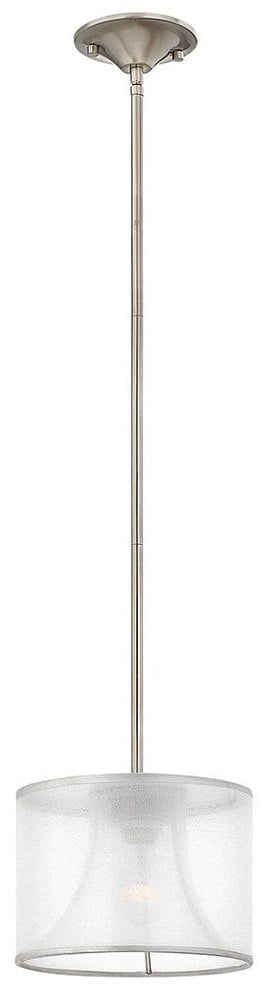 Translucent Sheer Double Hardback Mini Pendant in Brushed Nickel