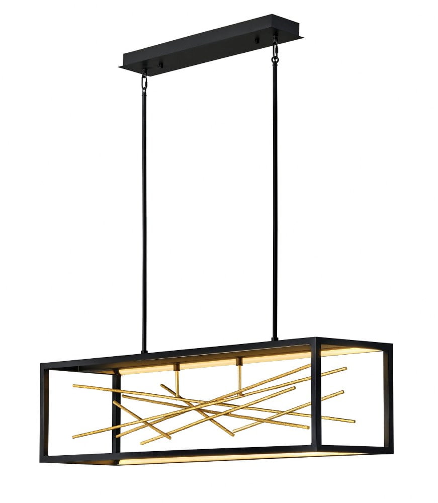 Styx Black and Gilded Gold 48" LED Linear Chandelier with Dimmable Light