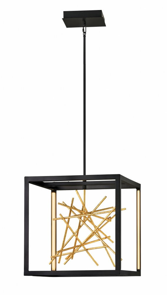 Styx Black and Gilded Gold LED Pendant with Dimmable Integrated Cage