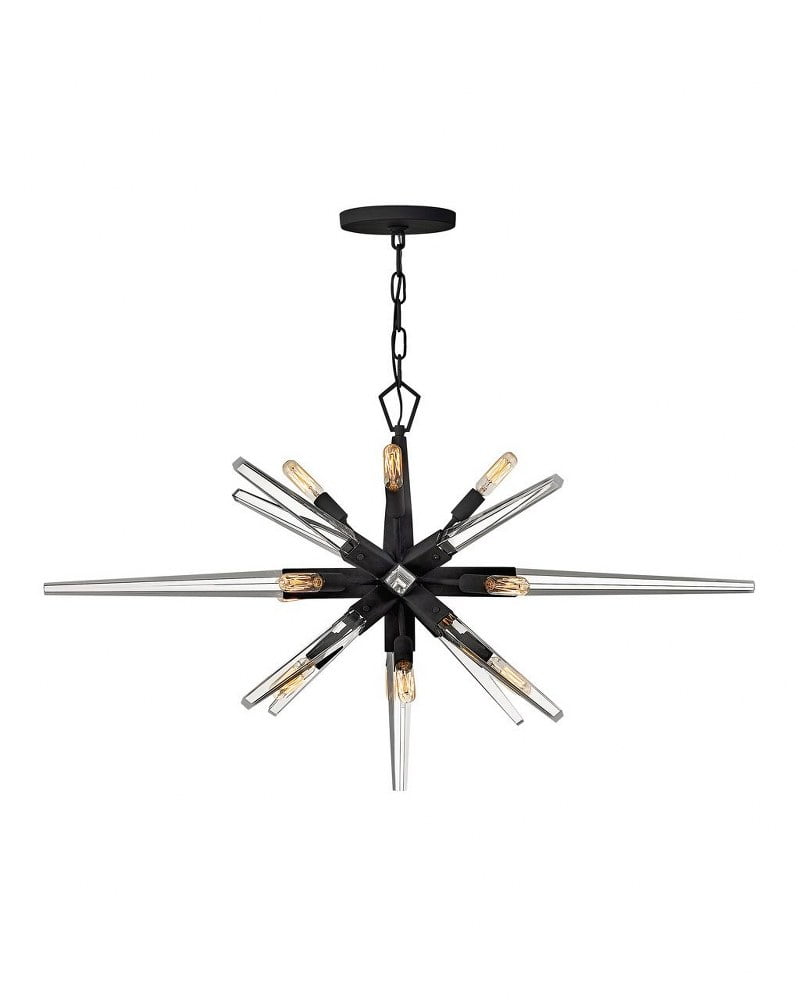 Ariel Crystal Spires 12-Light Black Sputnik Chandelier