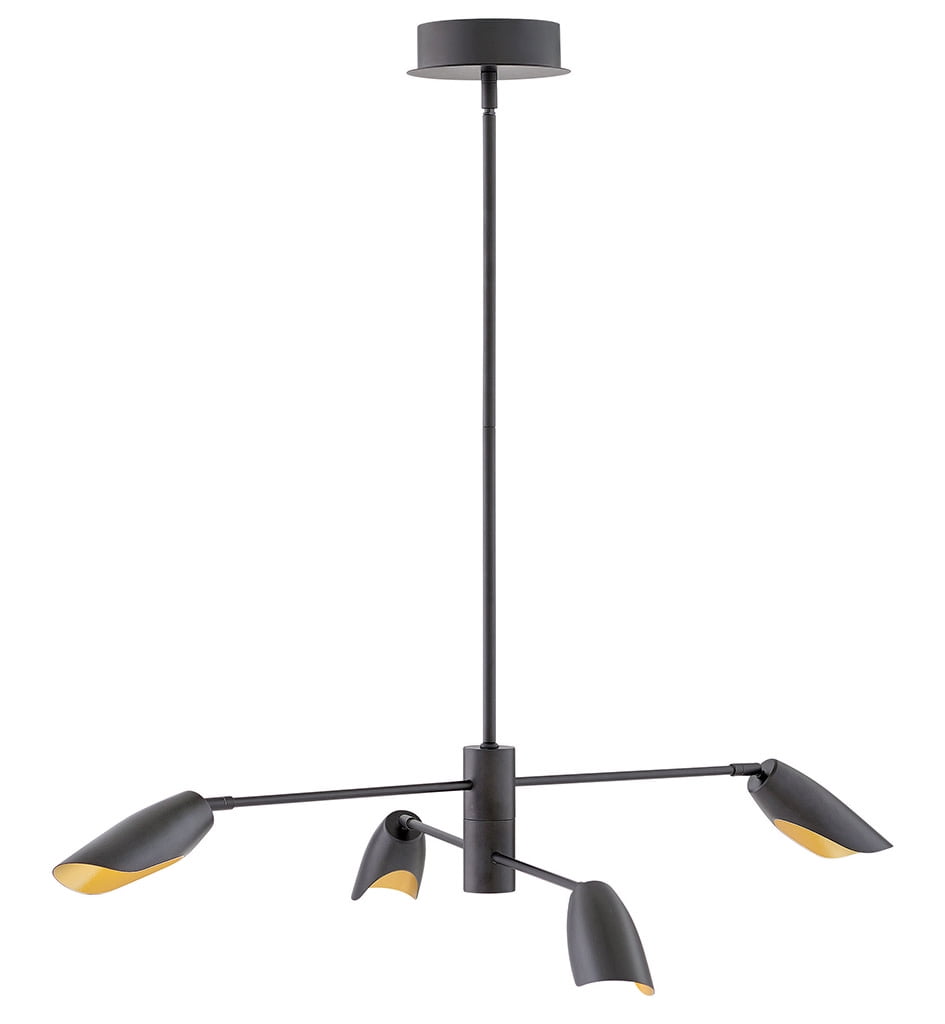 Bowery Mini 4-Light LED Chandelier in Black with Articulating Arms