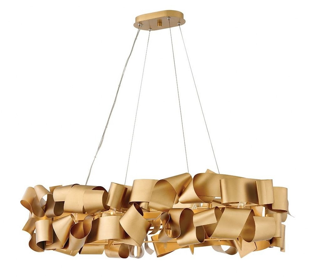 Delfina Deluxe Gold Steel Ribbon 6-Light Geometric Chandelier