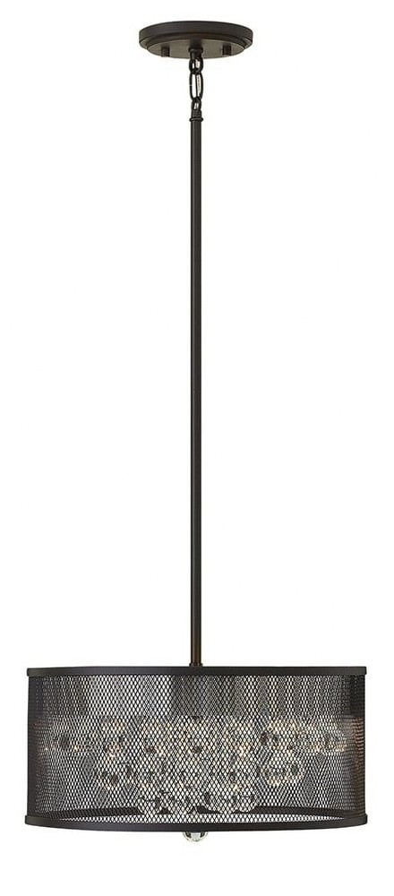 Black Mesh Drum Pendant with Glass Spheres