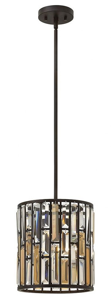 Vintage Bronze Crystal LED Mini Drum Pendant Light