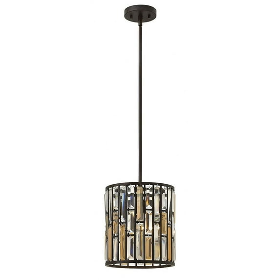 -1 Light Contemporary Small Pendant With Prism Crystals-10.25 Inches Wide By 11.75 Inches Tall-Vintage Bronze Finish Fredrick Ramond Lighting