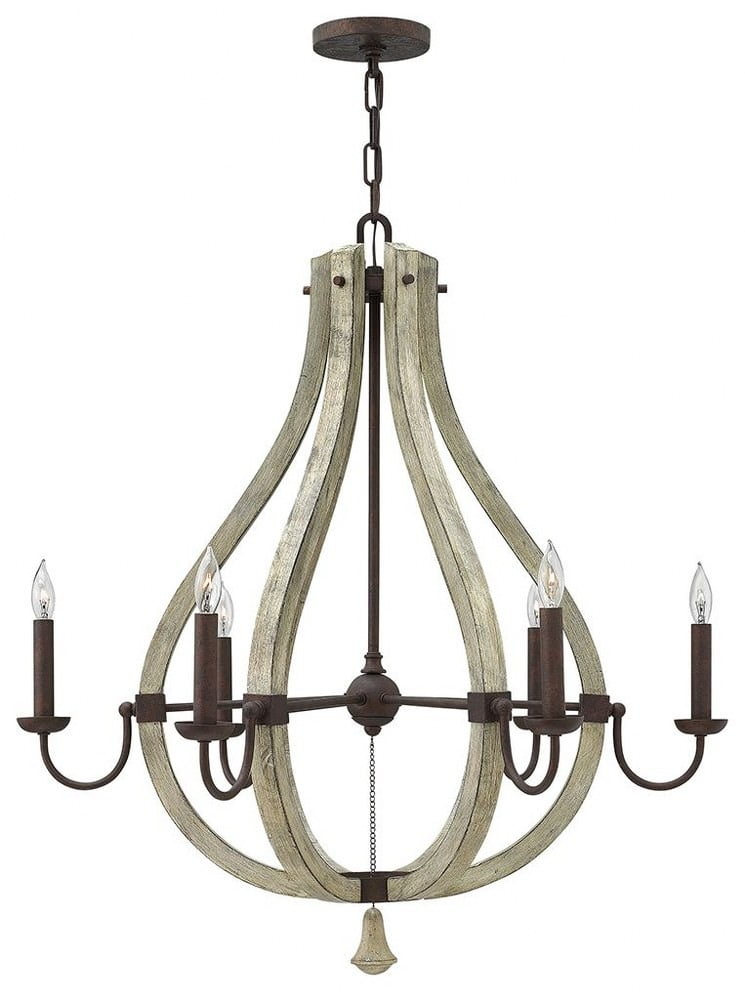 Middlefield Rustic Chic 6-Light Empire Chandelier in Iron Rust and Weathered Ash