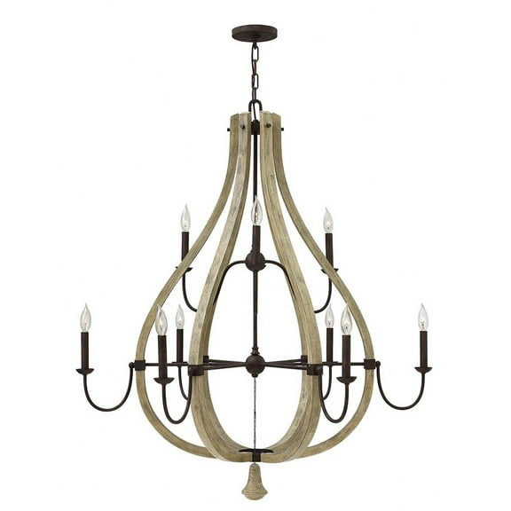 Fredrick Ramond Lighting - Middlefield-9 Light Rustic Large Open Frame 2-Tier