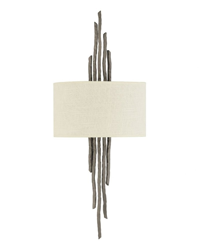 Artisanal Elegance Bronze Linen Shade 2-Light Wall Sconce